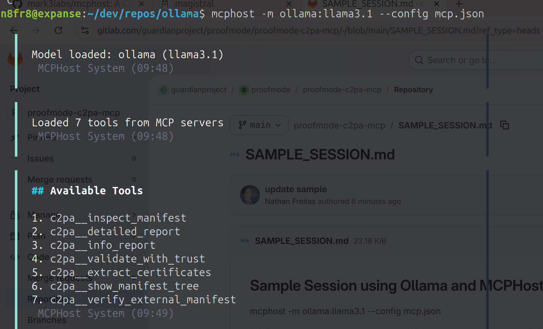 proofmode mcphost console