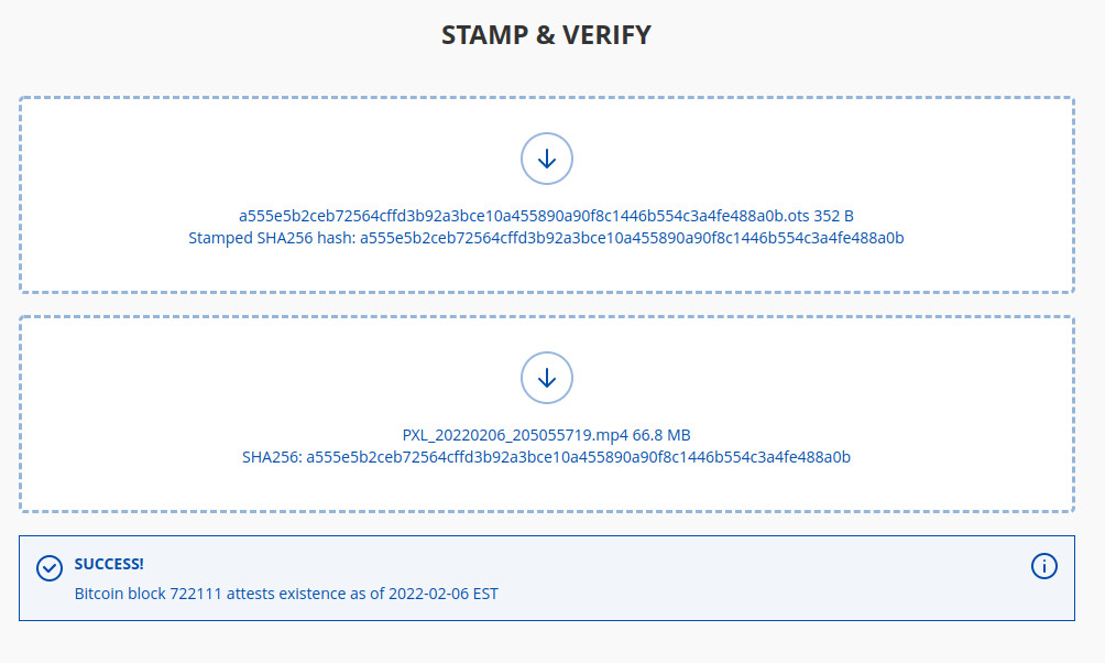 easy verification with opentimestamps