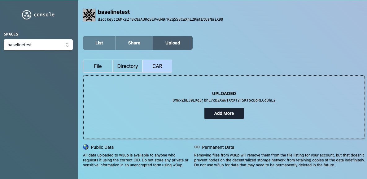 ipfs web3.storage car uplaod